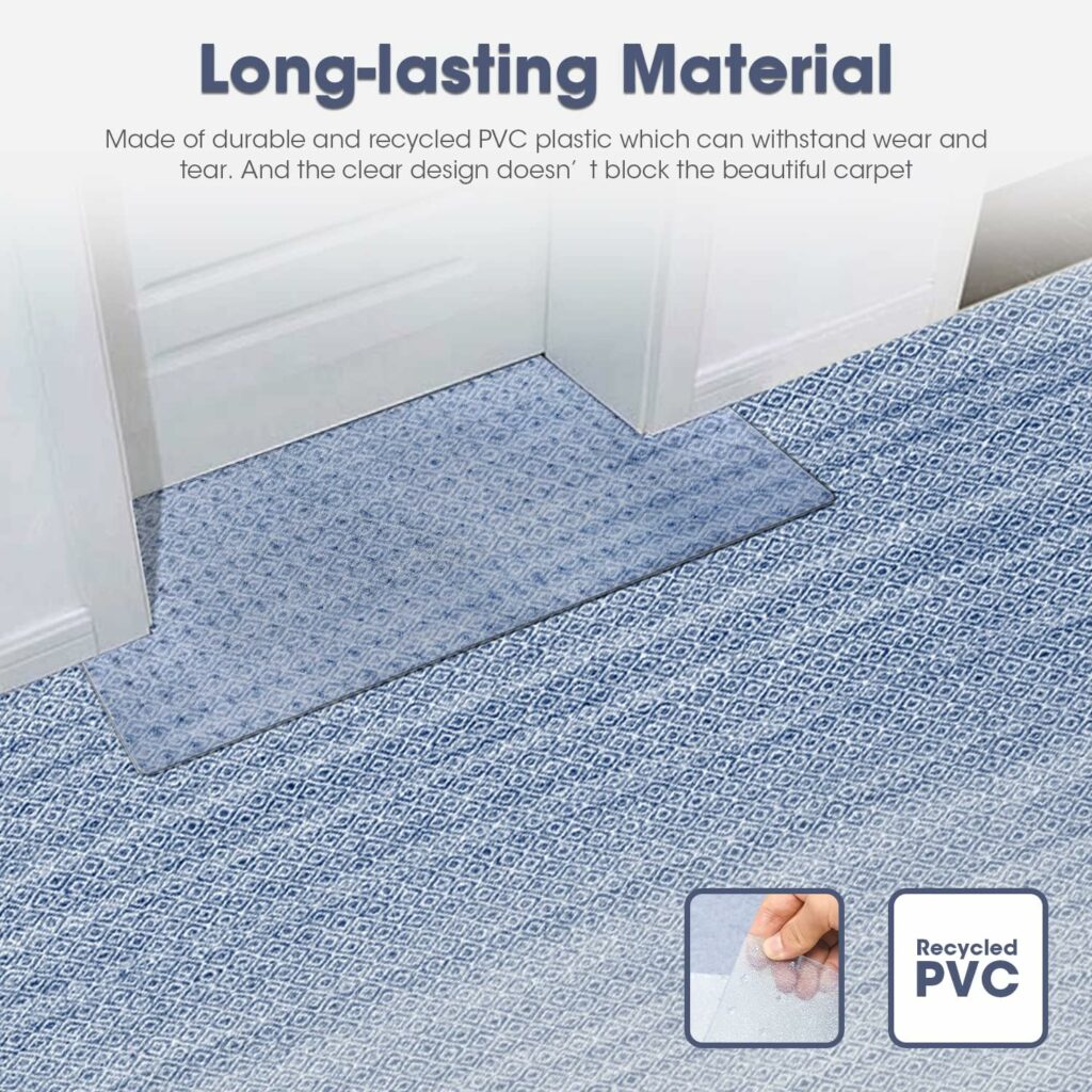 36.5 Clear Heavy-Duty Plastic Non-Skid Cat Doorway Carpet Protector Can be Trimmed to Fit All Door Widths Under 33 1/2’’ for Preventing Scratches on Doorway Carpet, Pack of 1