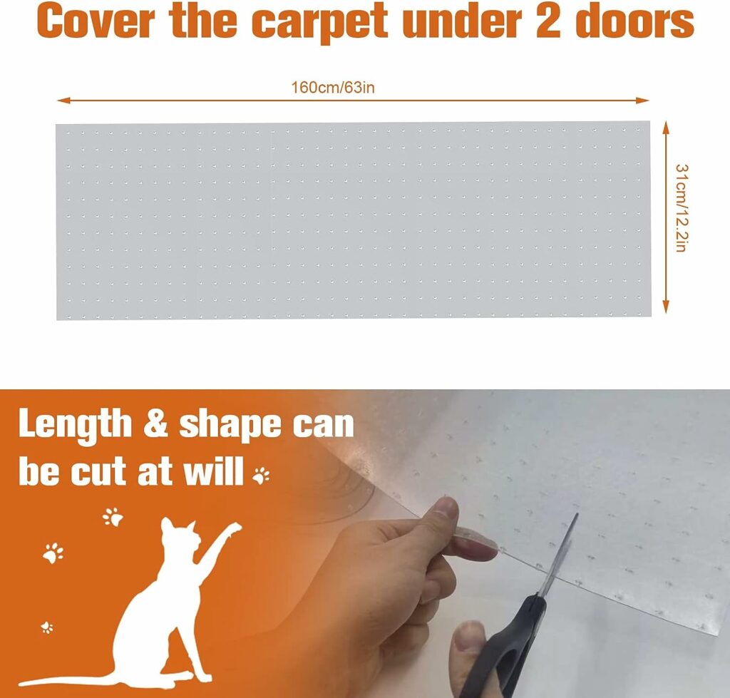 Plastic Carpet Protector for Pets-Heavy Duty Cat Scratch Stopper Carpet Protector from Scratching Tearing Wearing for Doorway 5.2Ft