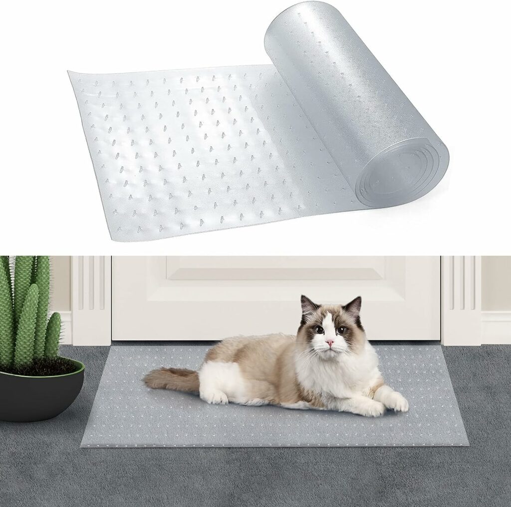 Plastic Carpet Protector for Pets-Heavy Duty Cat Scratch Stopper Carpet Protector from Scratching Tearing Wearing for Doorway 5.2Ft